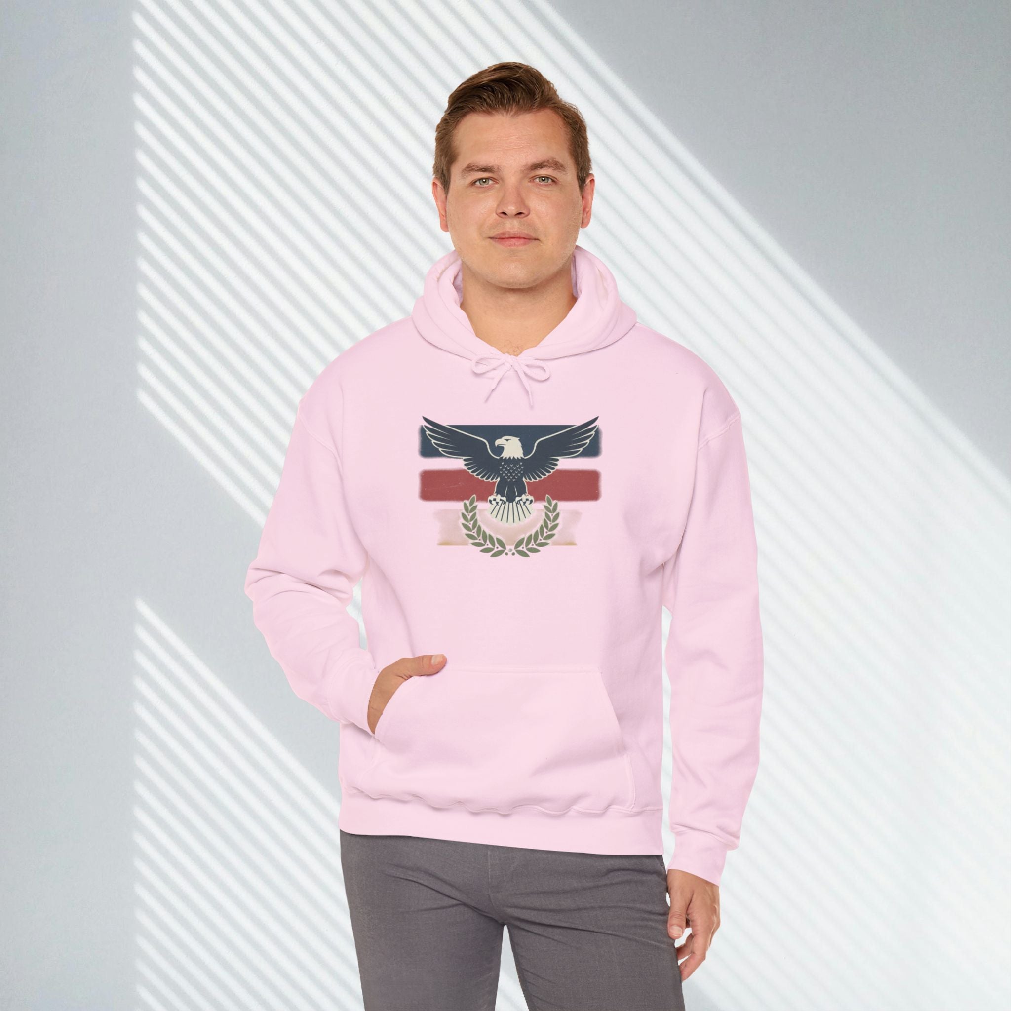 Pax Americana Eagle Hoodie - Vintage Flag & Laurel Design