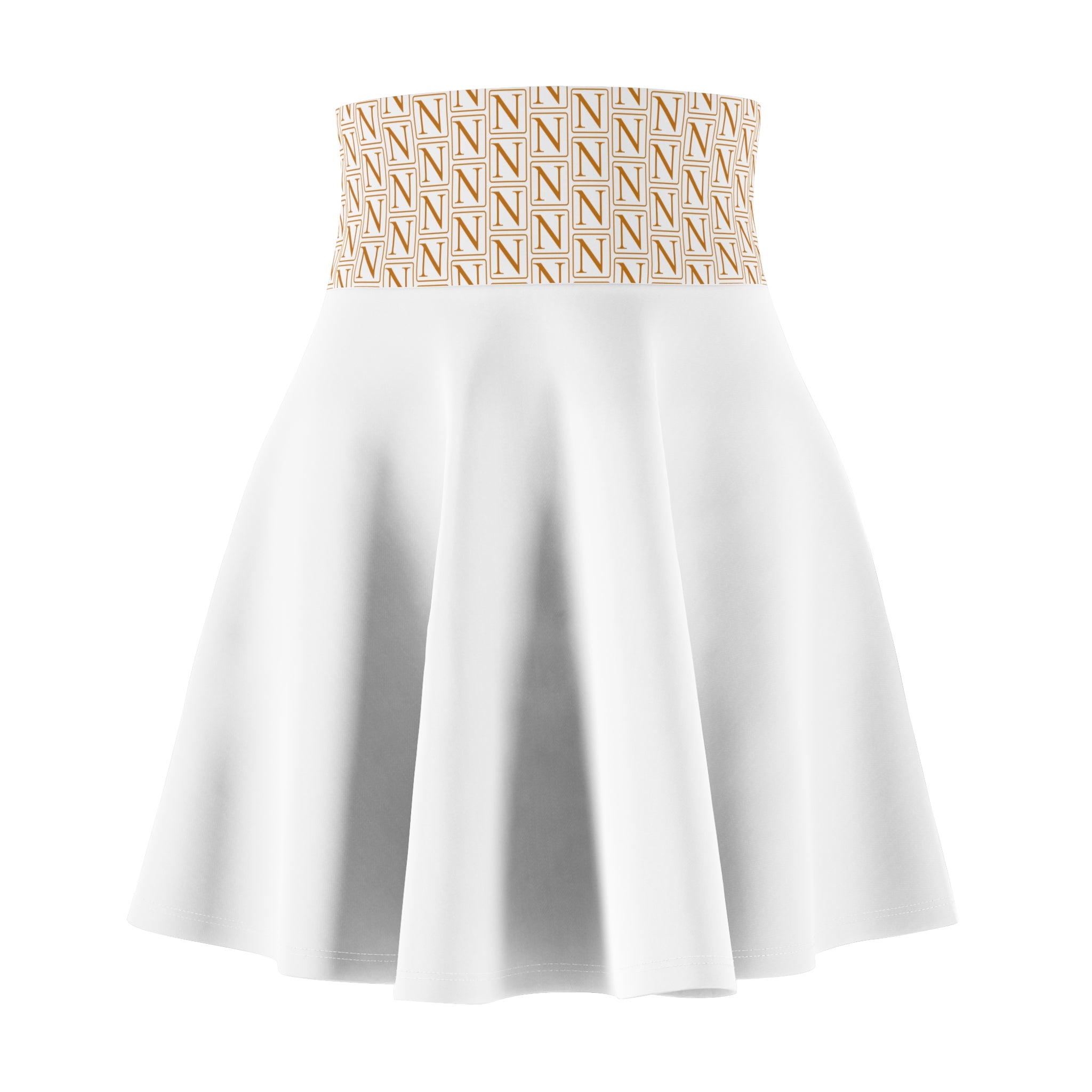 Nebula Line White Designer Skater Skirt — High-Waist Women's Flared Skirt
