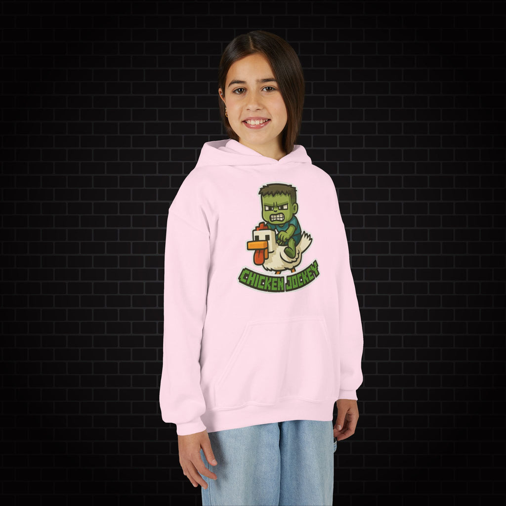 Youth Hoodie — "Chicken Jockey" Minecraft Kids Hooded Sweatshirt