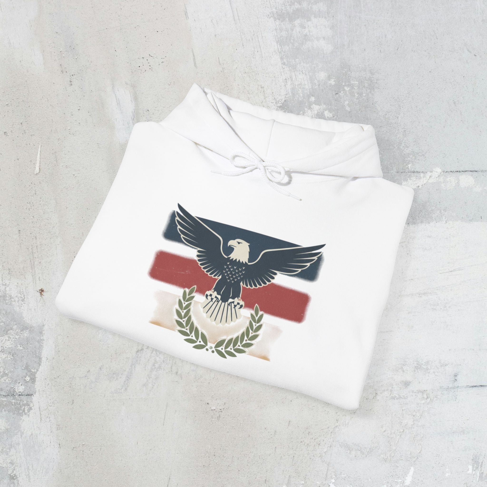 Pax Americana Eagle Hoodie - Vintage Flag & Laurel Design