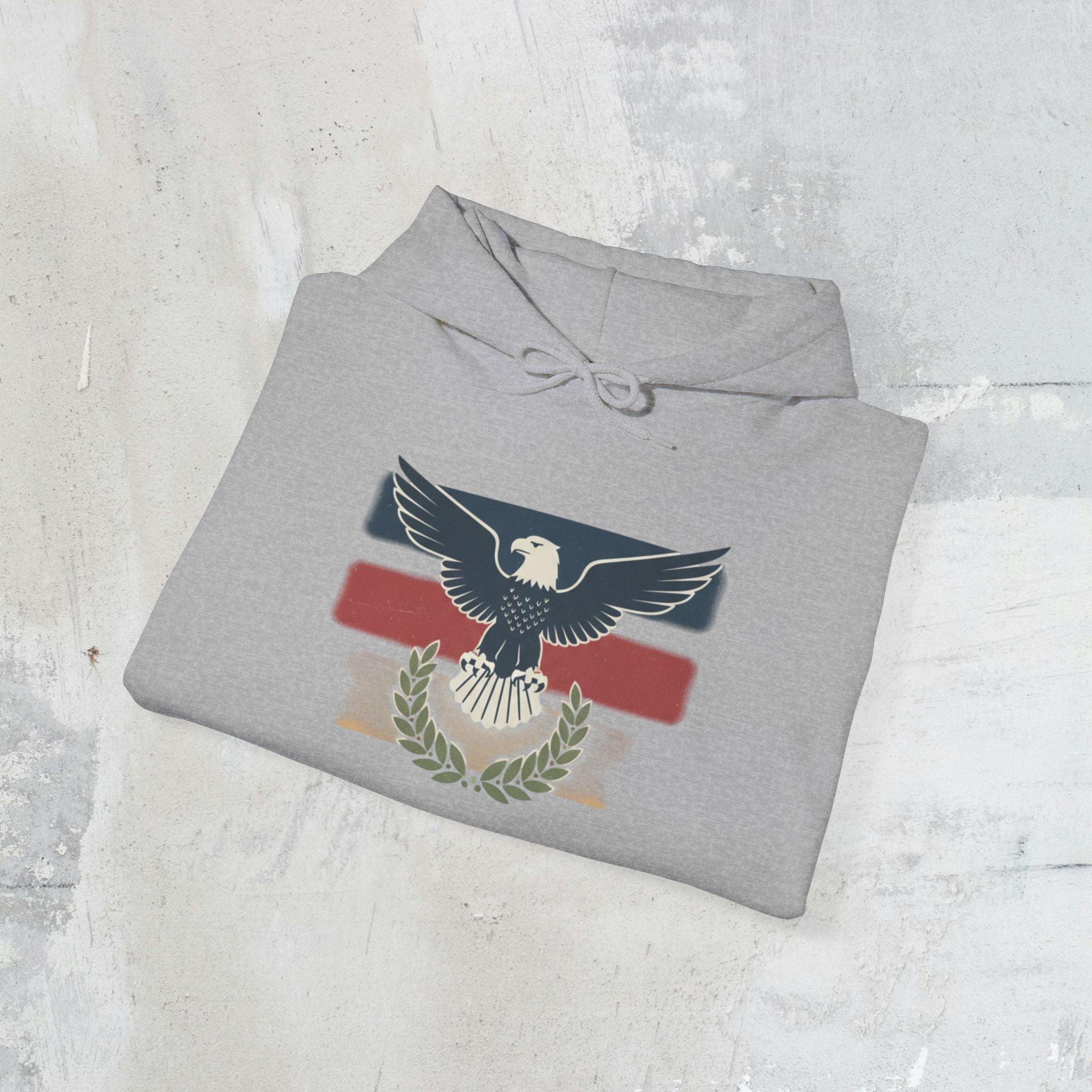 Pax Americana Eagle Hoodie - Vintage Flag & Laurel Design