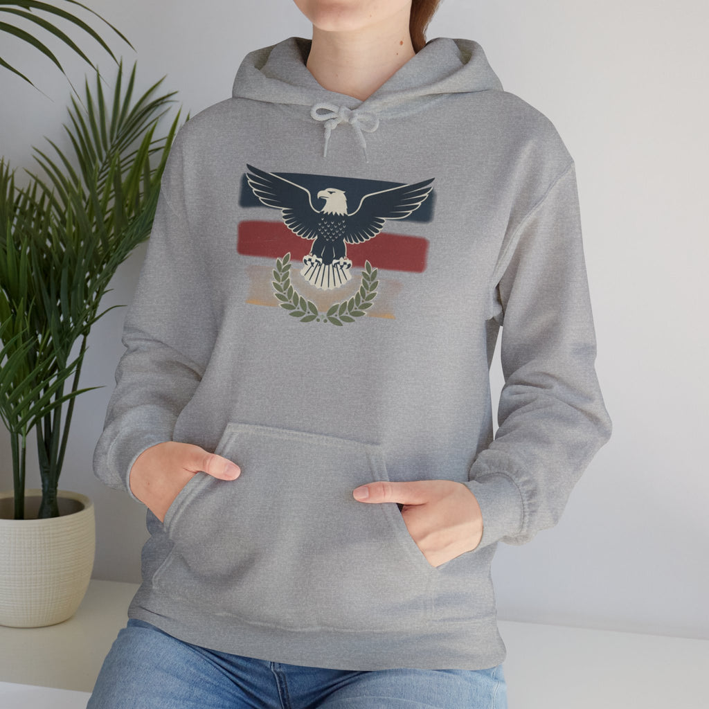Pax Americana Eagle Hoodie - Vintage Flag & Laurel Design