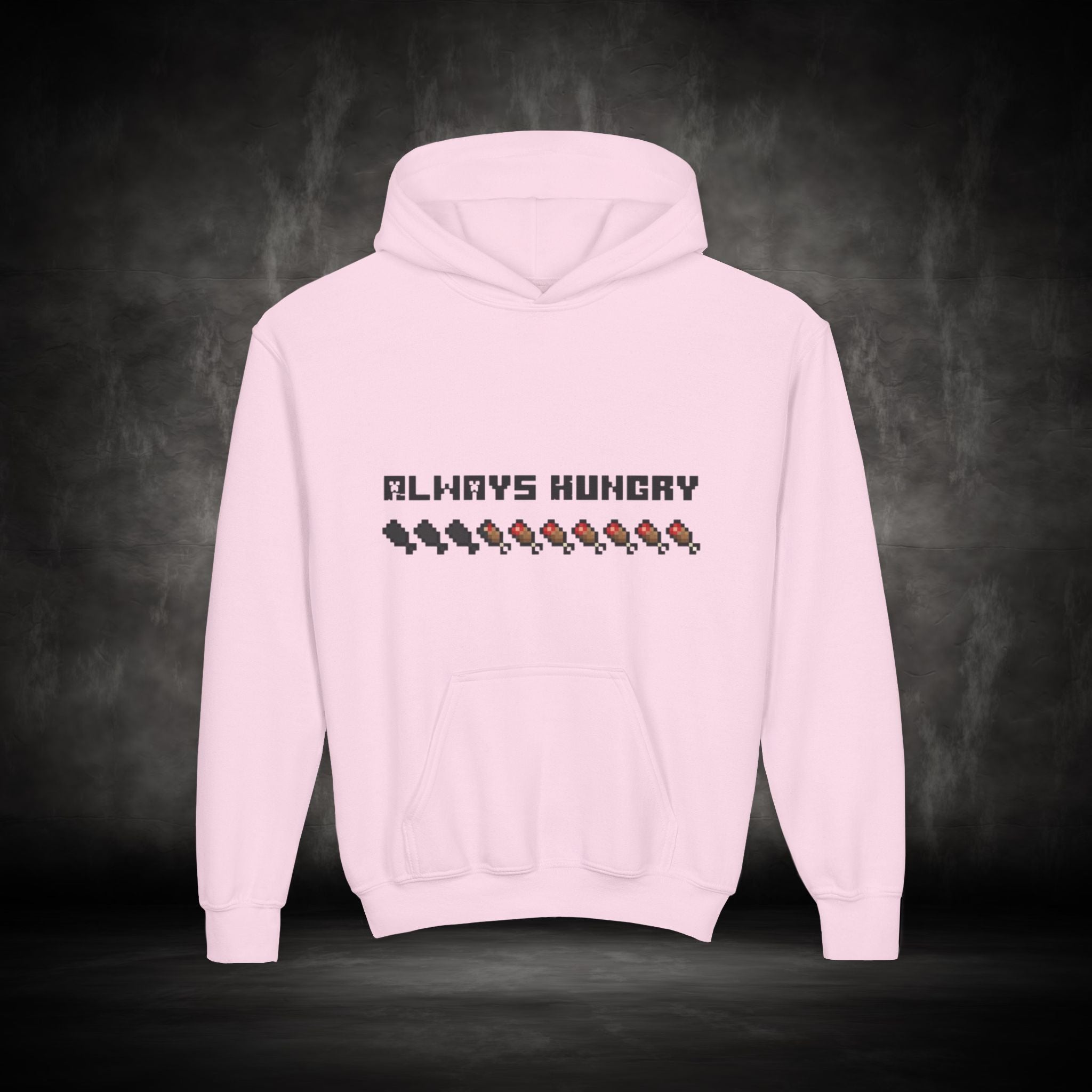 Youth Hoodie - "Always Hungry" Minecraft Hunger Bar