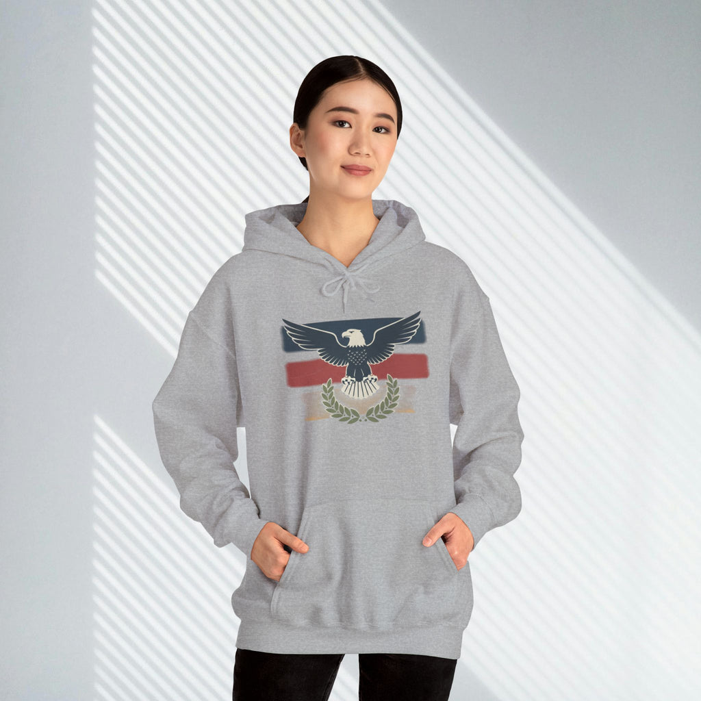 Pax Americana Eagle Hoodie - Vintage Flag & Laurel Design