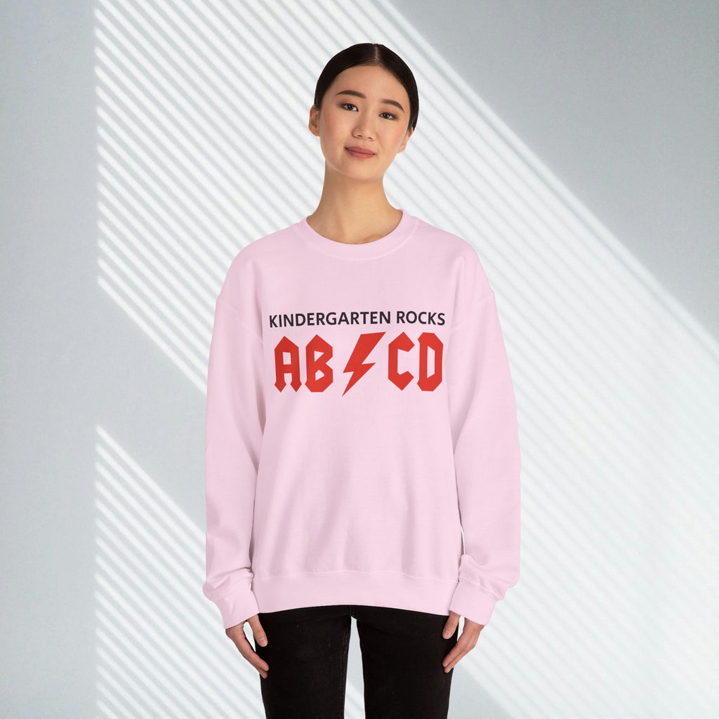 Kindergarten Rocks Sweatshirt — ACDC "ABCD" Band Parody Crewneck