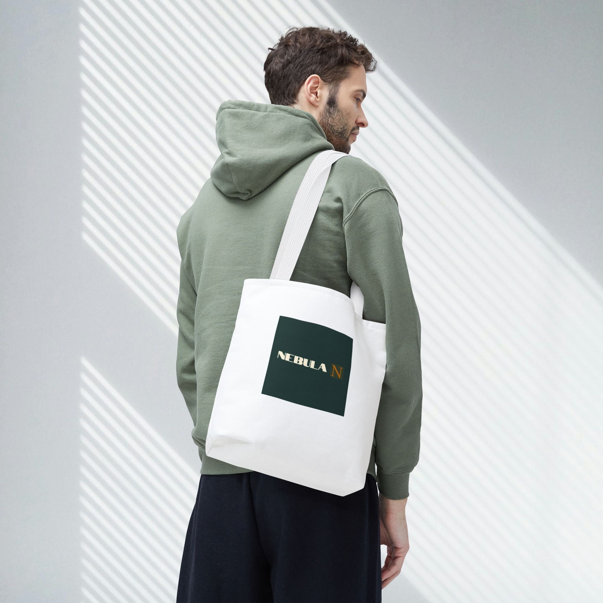 Nebula Line Tote Bag — Green Square Monogram Eco Tote
