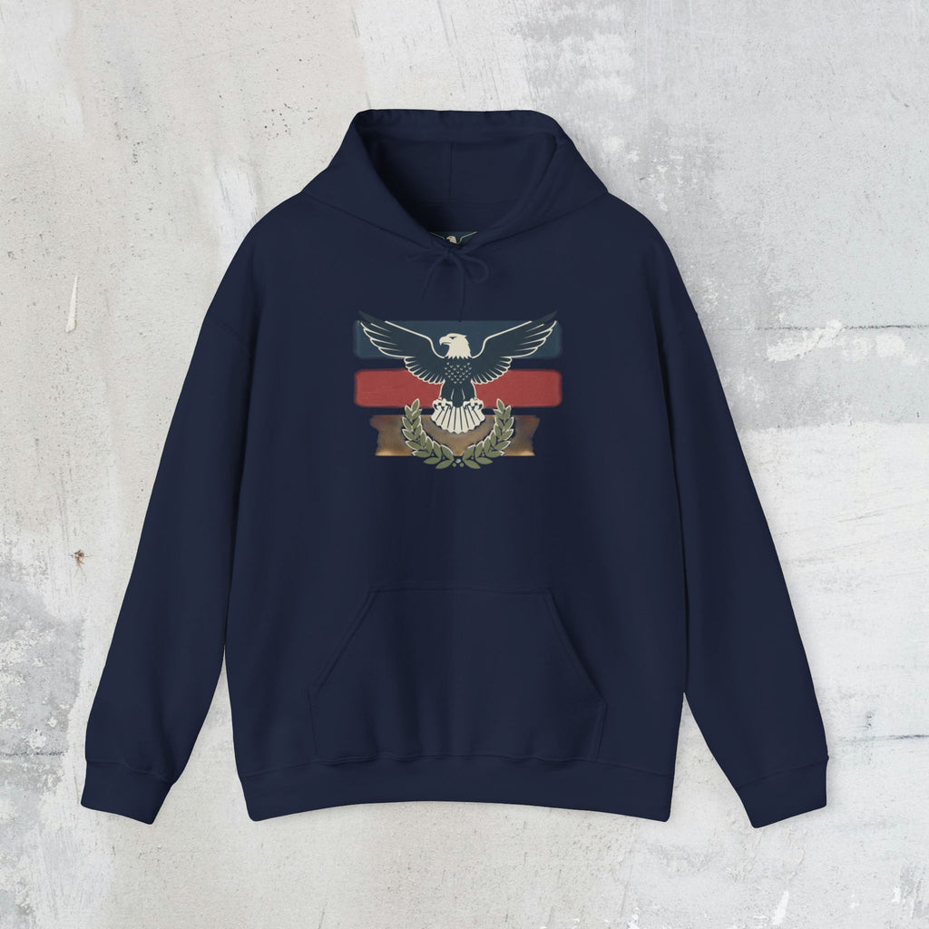 Pax Americana Eagle Hoodie - Vintage Flag & Laurel Design