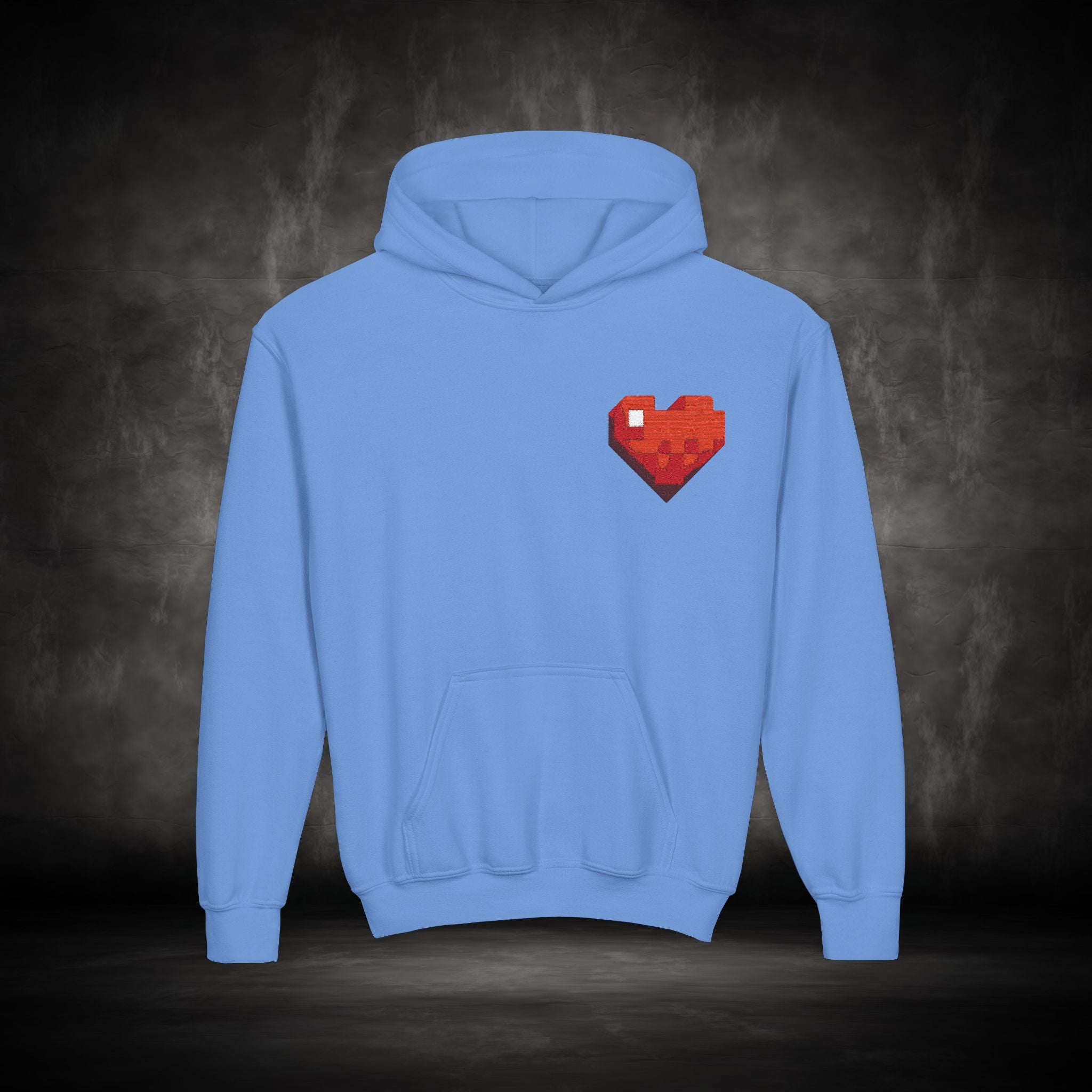 Youth Hoodie — Gamer Sweatshirt with Pixel Heart Patch