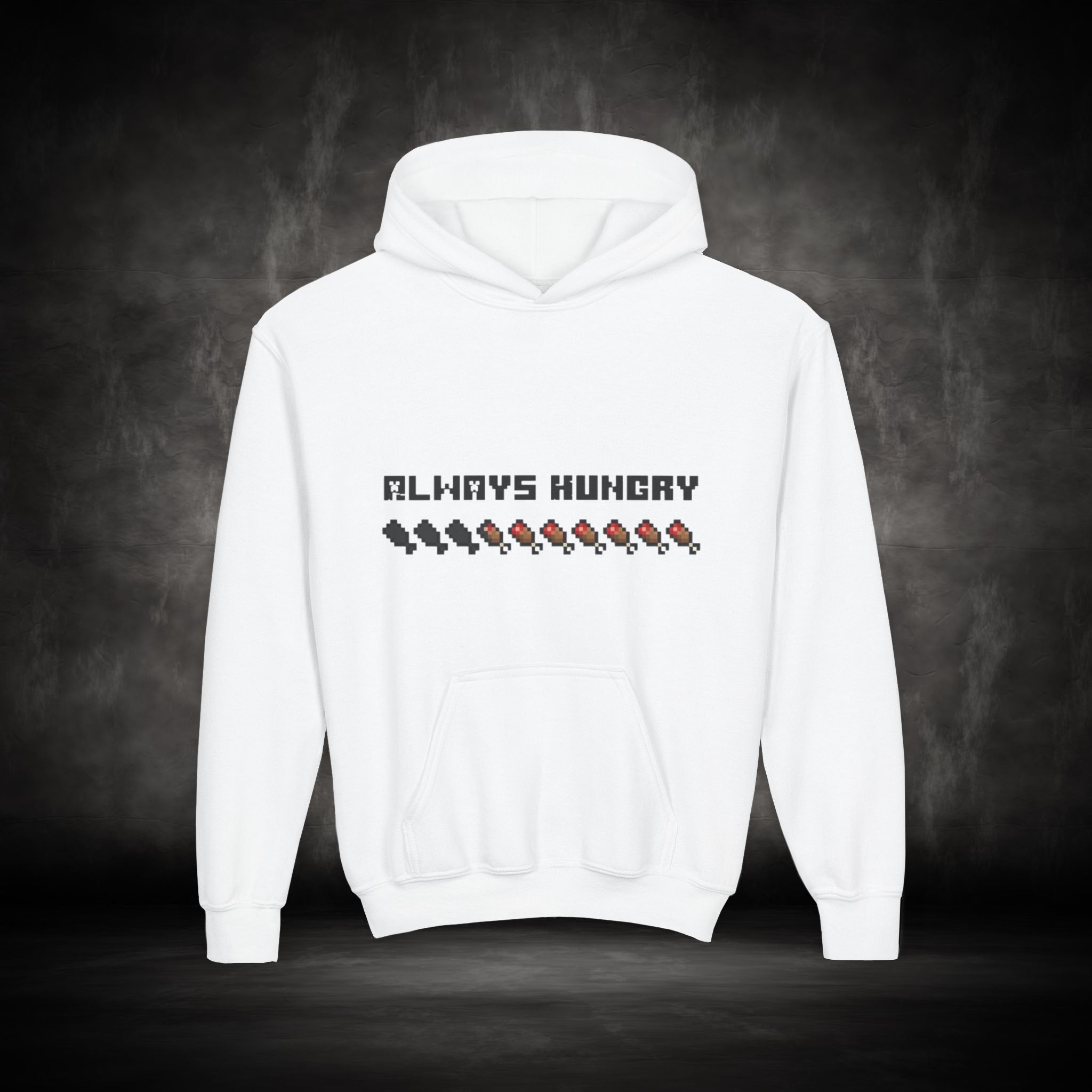 Youth Hoodie - "Always Hungry" Minecraft Hunger Bar