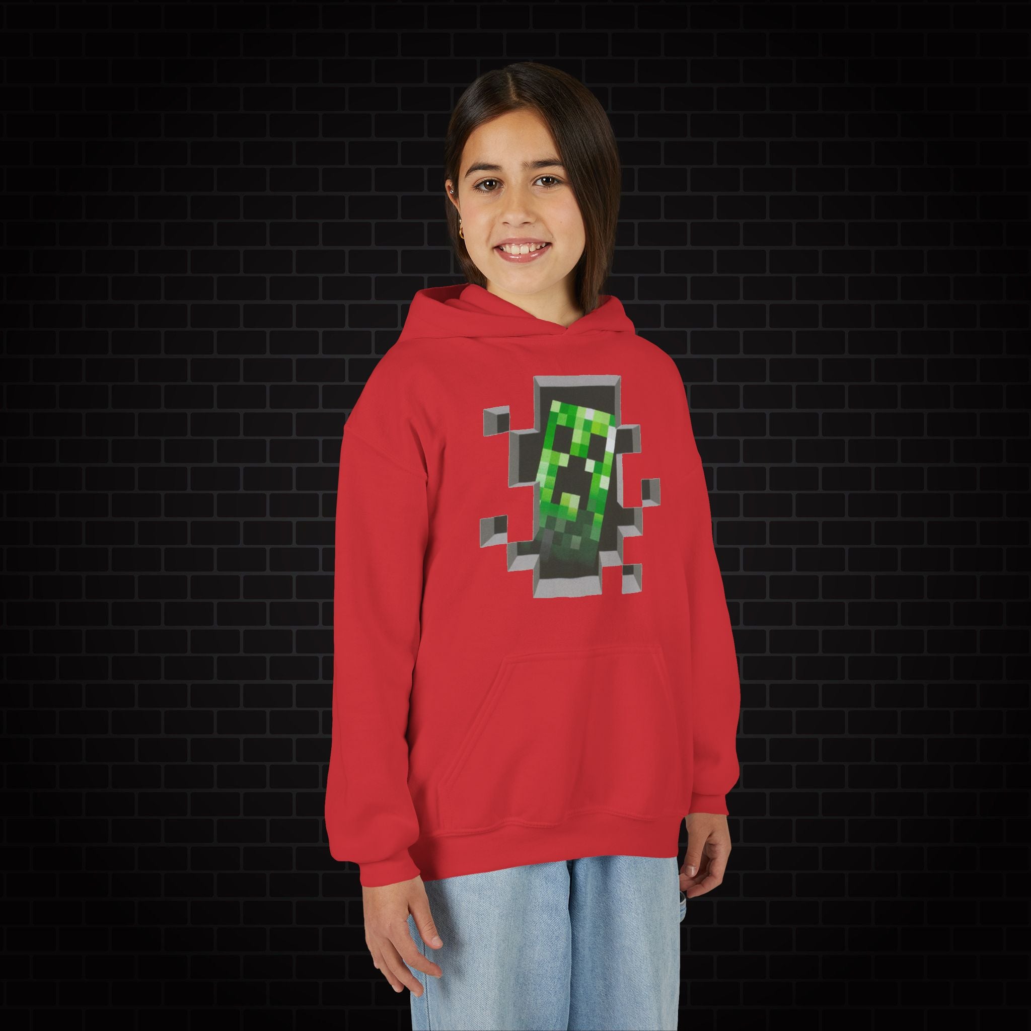 Youth Hoodie — Minecraft Creeper Gaming Sweatshirt