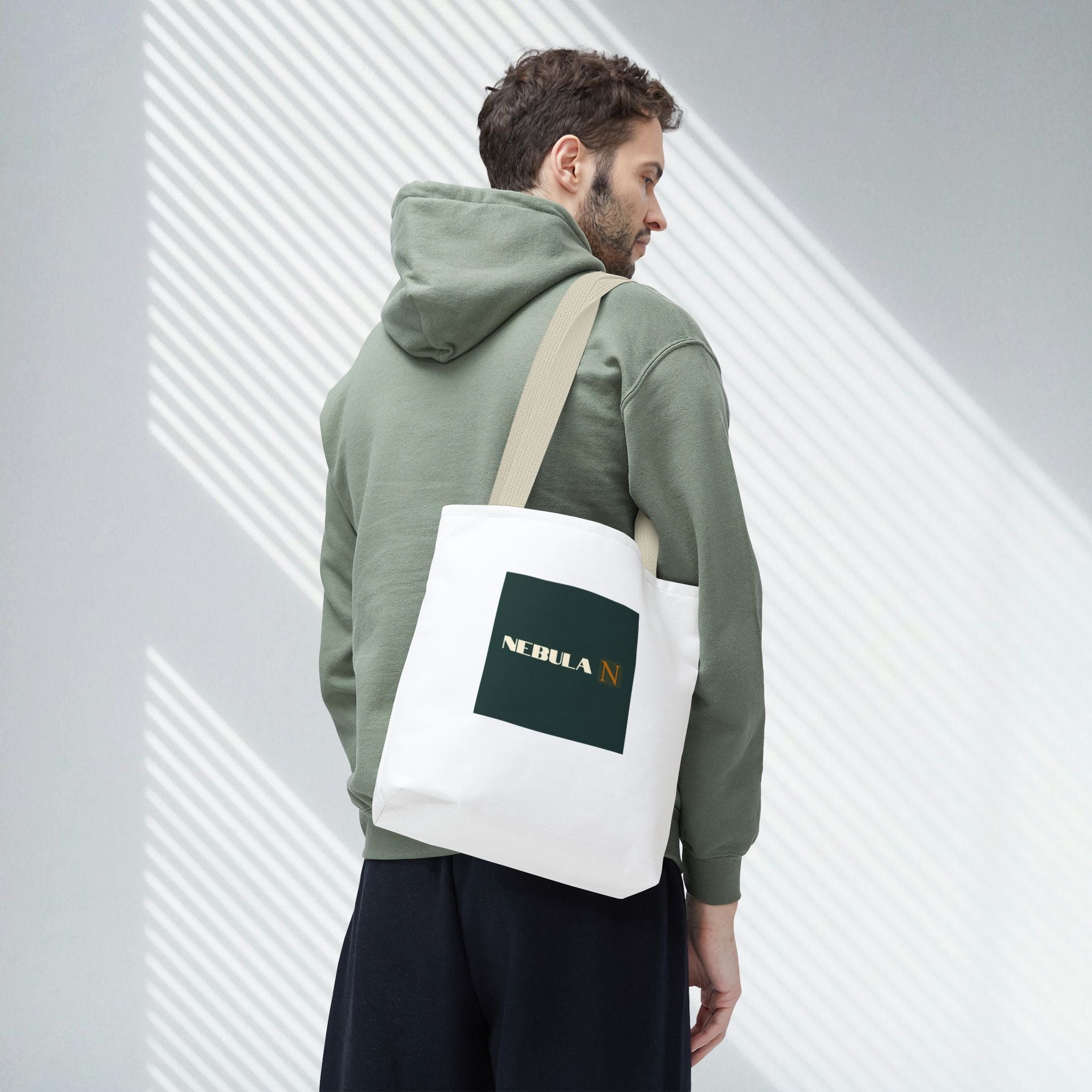 Nebula Line Tote Bag — Green Square Monogram Eco Tote