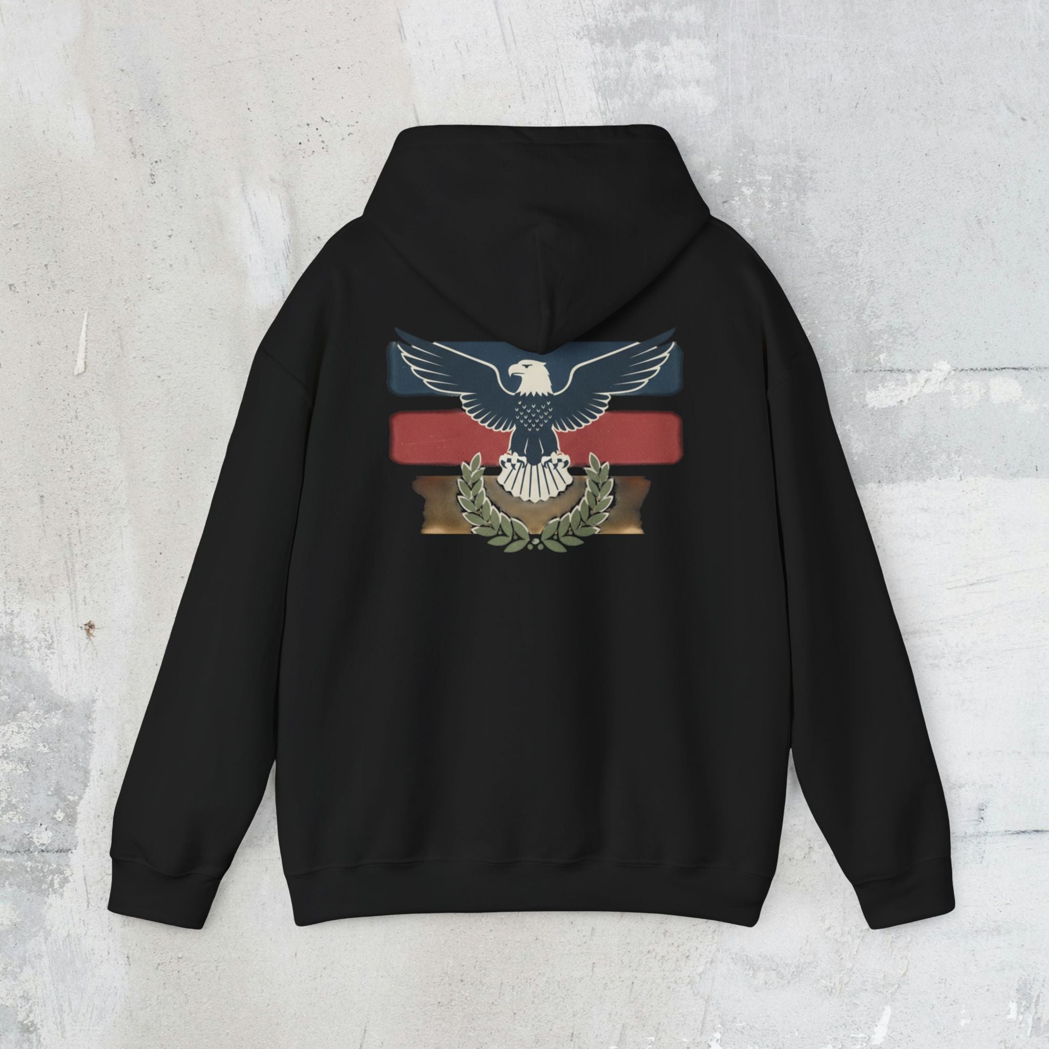 Pax Americana Eagle Hoodie - Vintage Flag & Laurel Design