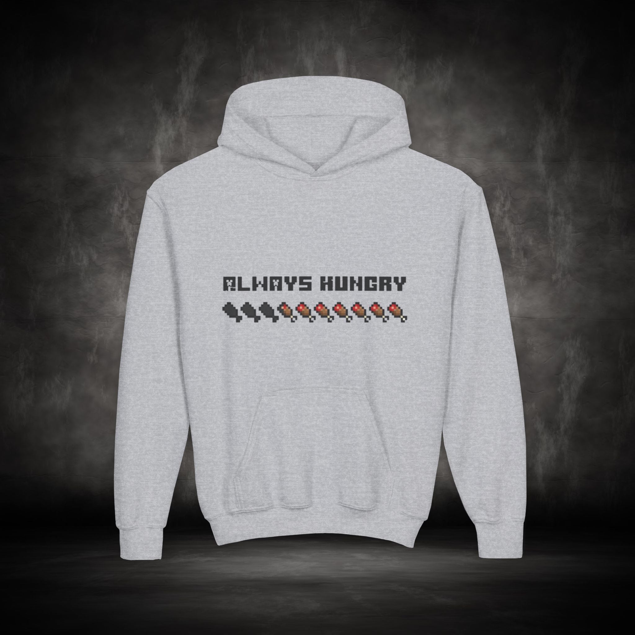 Youth Hoodie - "Always Hungry" Minecraft Hunger Bar