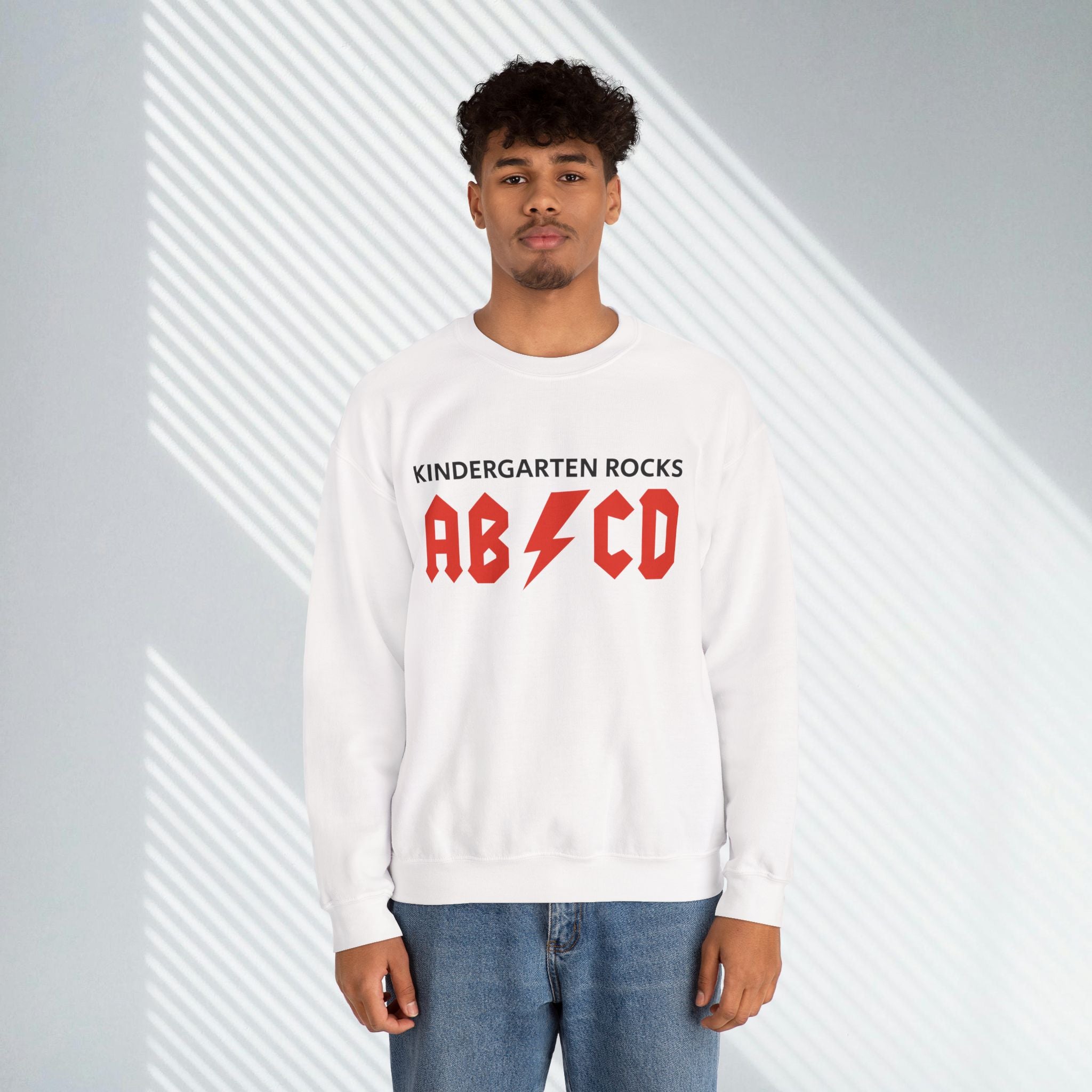 Kindergarten Rocks Sweatshirt — ACDC "ABCD" Band Parody Crewneck