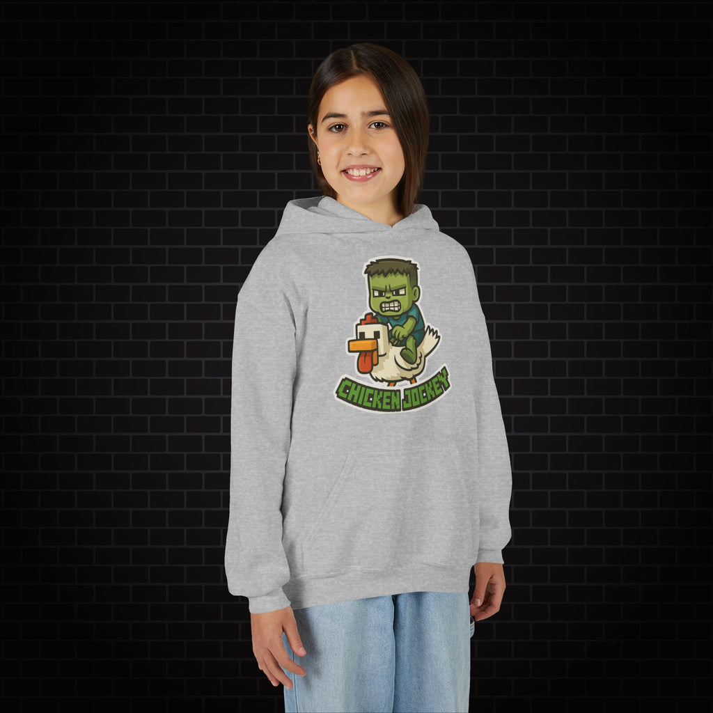 Youth Hoodie — "Chicken Jockey" Minecraft Kids Hooded Sweatshirt