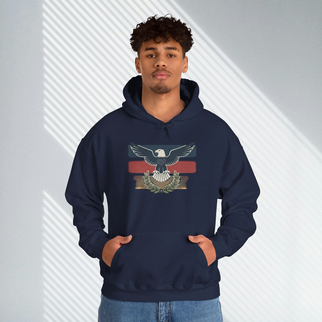 Pax Americana Eagle Hoodie - Vintage Flag & Laurel Design