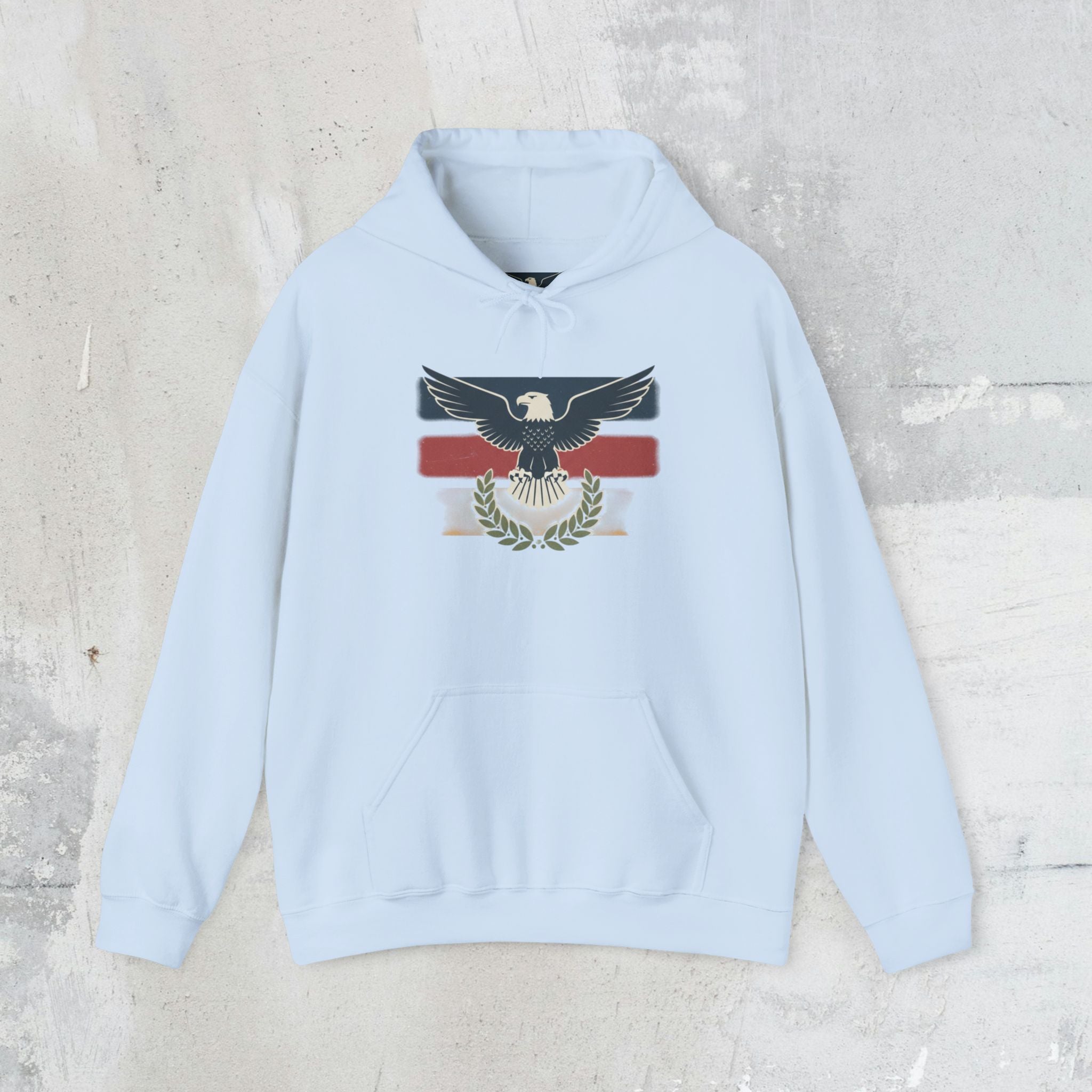 Pax Americana Eagle Hoodie - Vintage Flag & Laurel Design