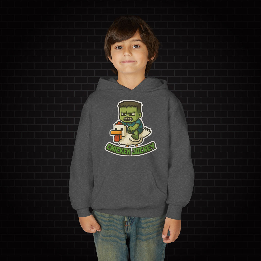 Youth Hoodie — "Chicken Jockey" Minecraft Kids Hooded Sweatshirt