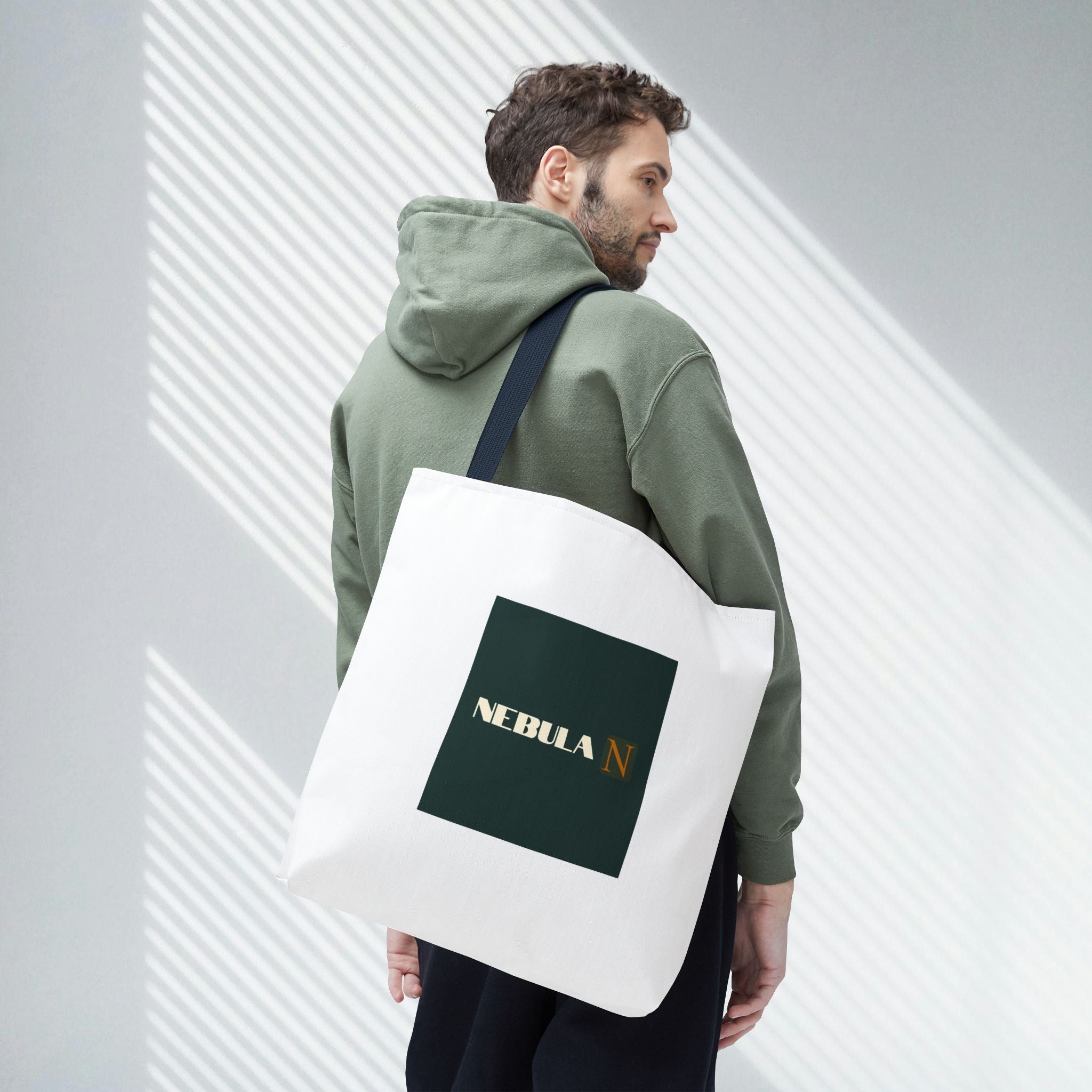 Nebula Line Tote Bag — Green Square Monogram Eco Tote