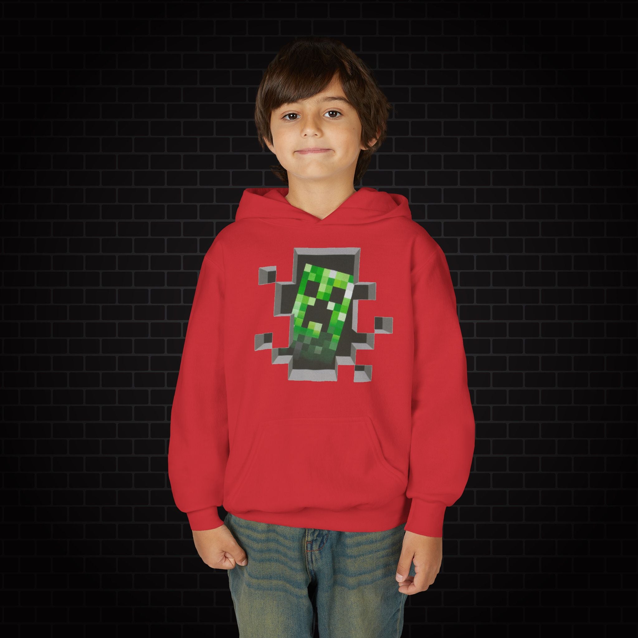 Youth Hoodie — Minecraft Creeper Gaming Sweatshirt