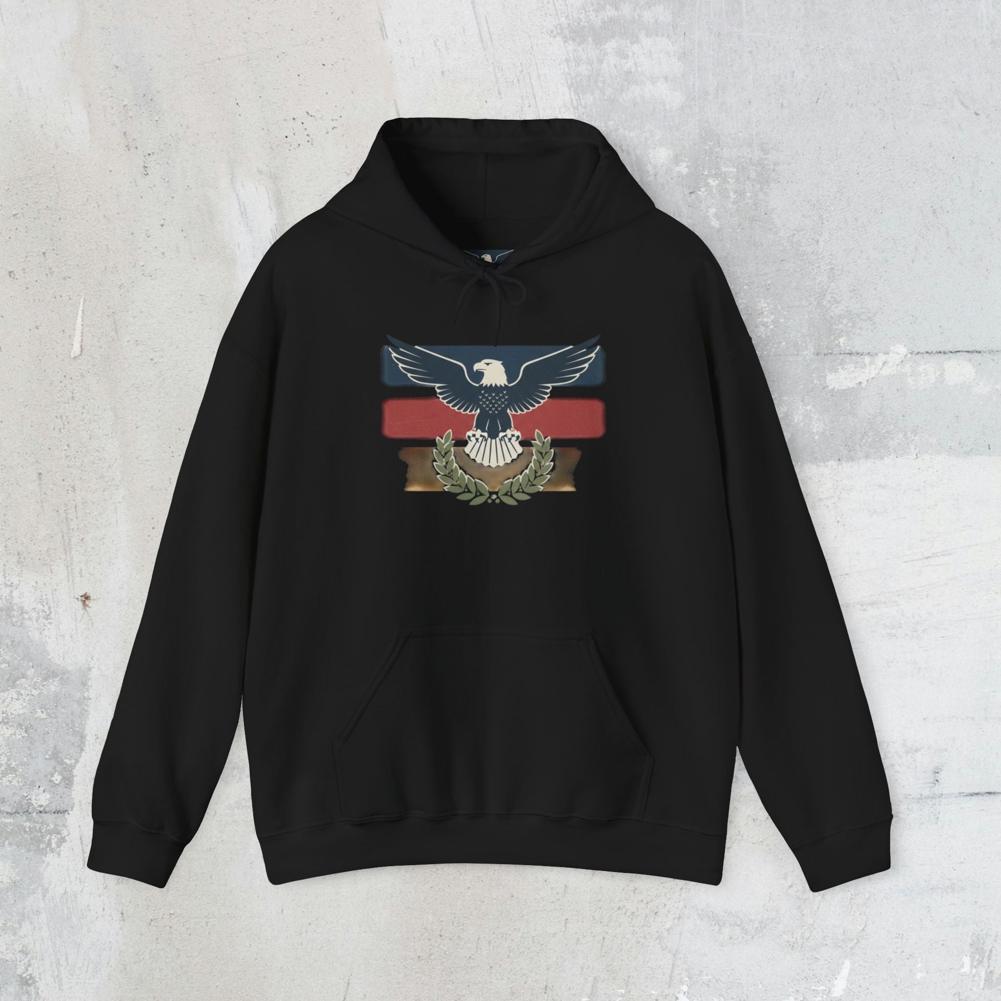 Pax Americana Eagle Hoodie - Vintage Flag & Laurel Design