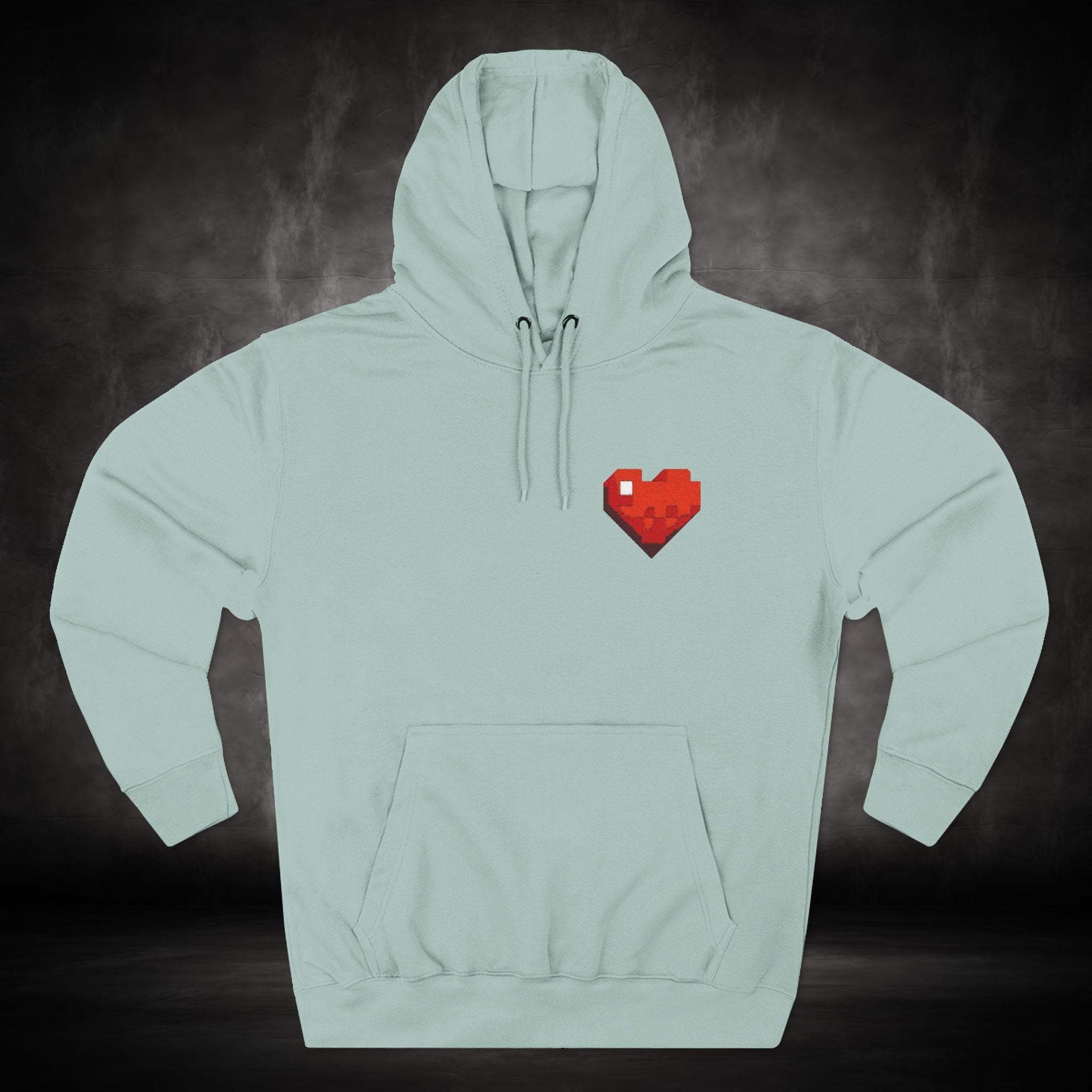 Three-Panel Fleece Hoodie with Embroidered Heart