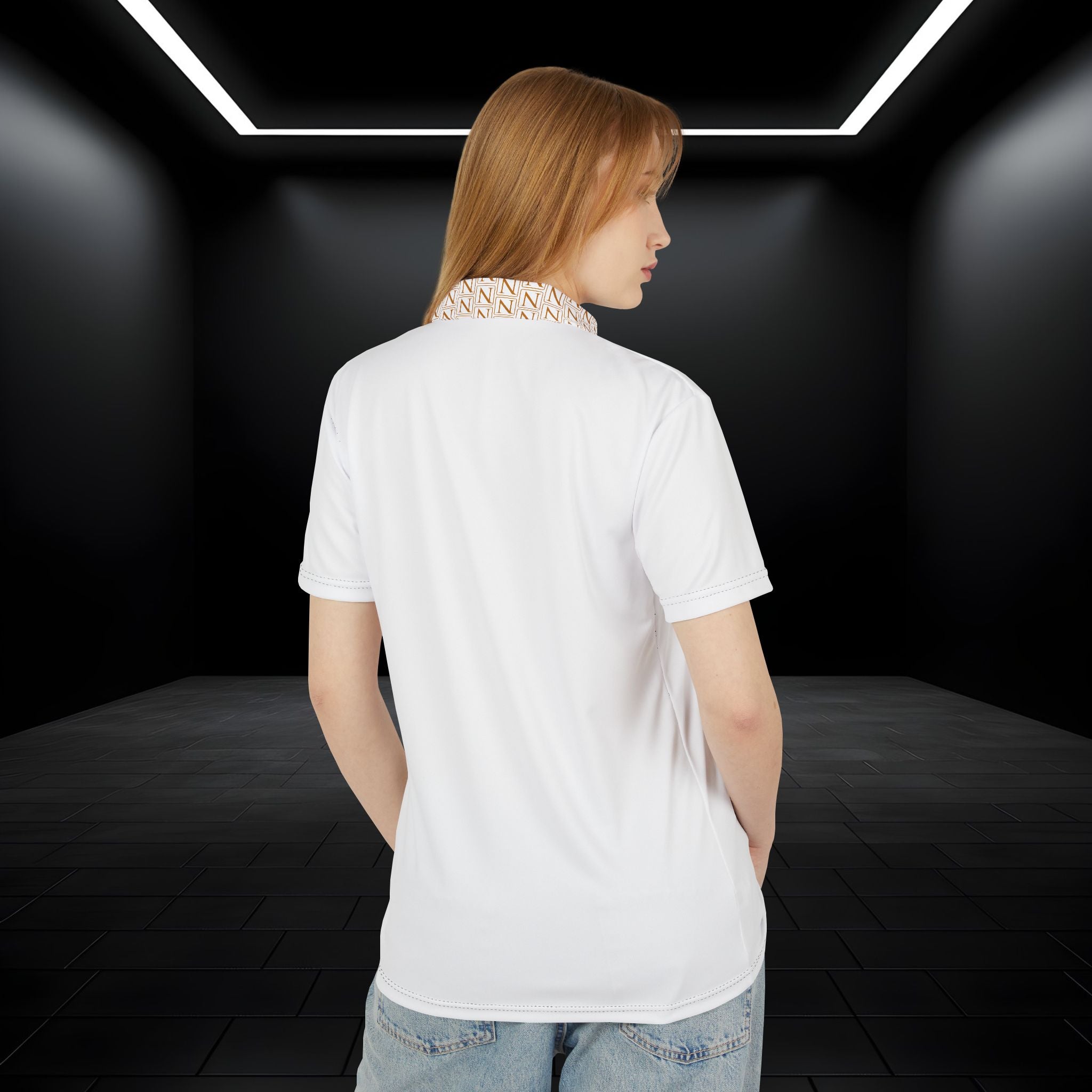 Nebula Line Designer White Polo Shirt