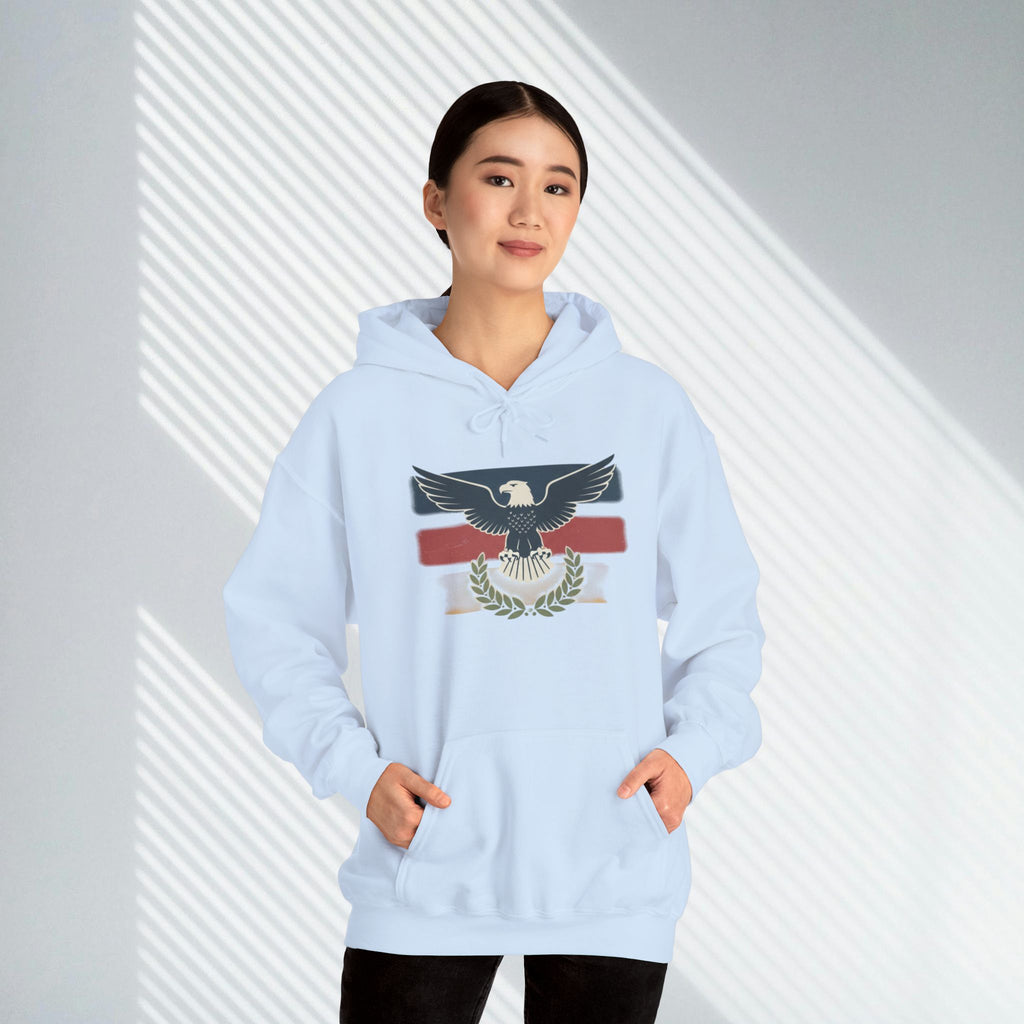 Pax Americana Eagle Hoodie - Vintage Flag & Laurel Design