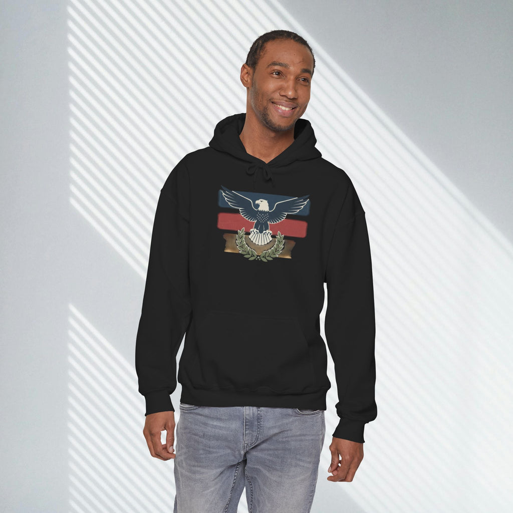 Pax Americana Eagle Hoodie - Vintage Flag & Laurel Design
