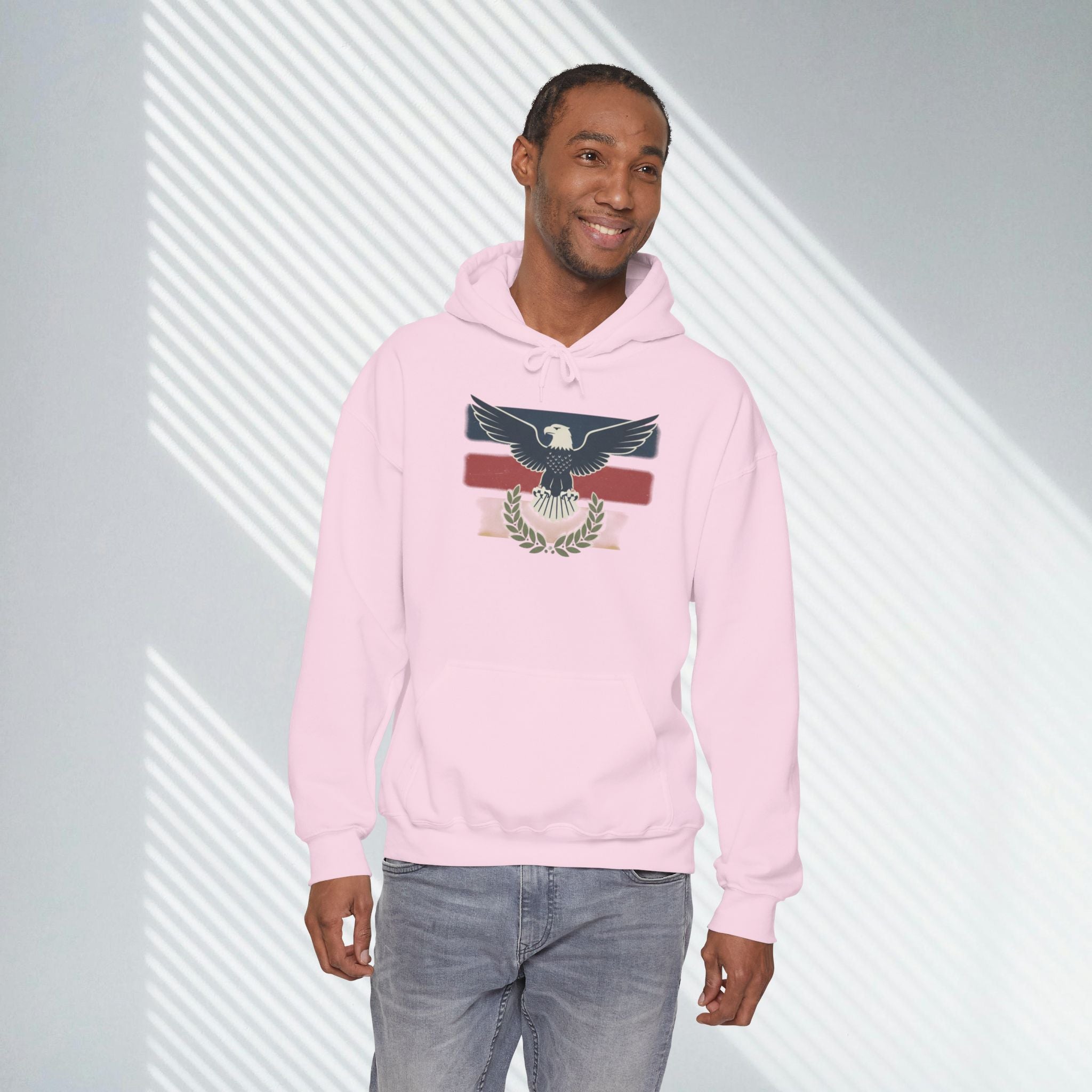 Pax Americana Eagle Hoodie - Vintage Flag & Laurel Design
