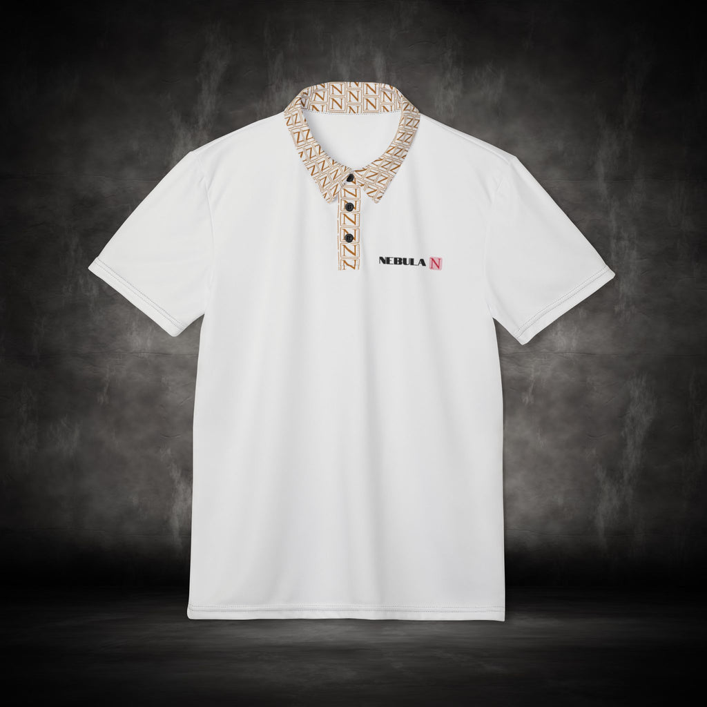Nebula Line Designer White Polo Shirt