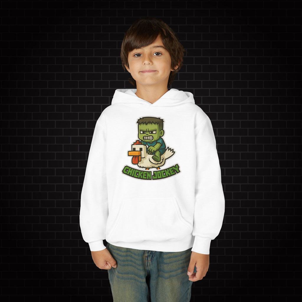 Youth Hoodie — "Chicken Jockey" Minecraft Kids Hooded Sweatshirt