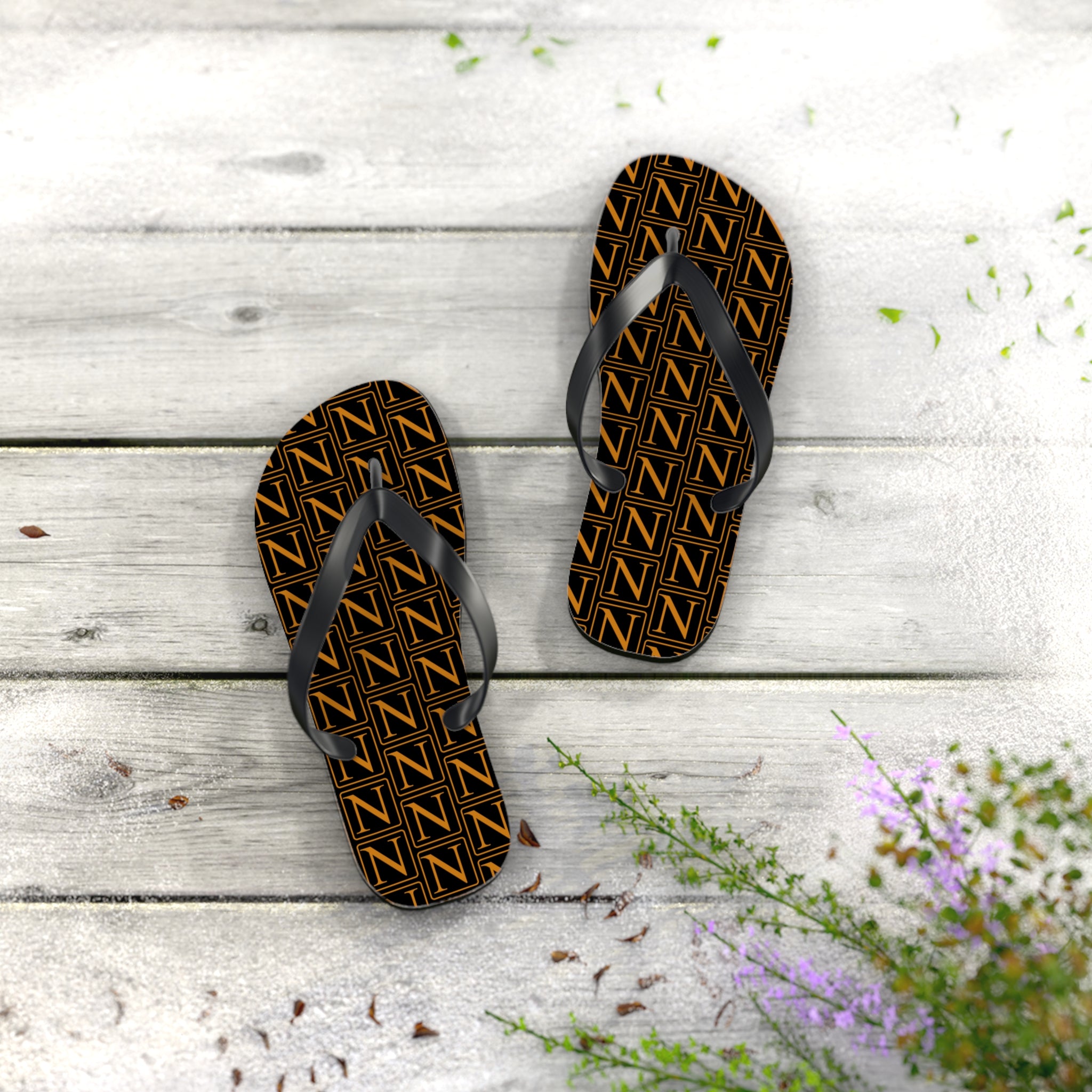 Nebula Line Limited Edition Black and Gold Flip Flops