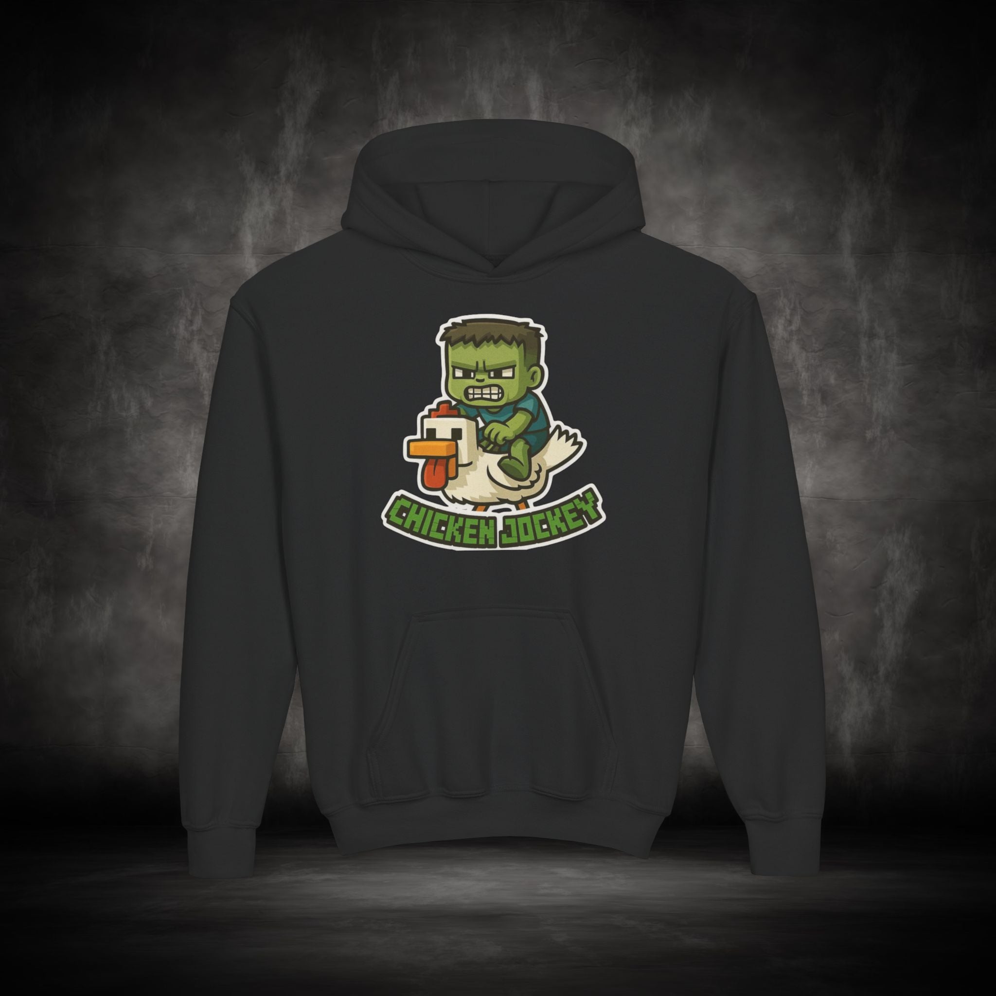 Youth Hoodie — "Chicken Jockey" Minecraft Kids Hooded Sweatshirt