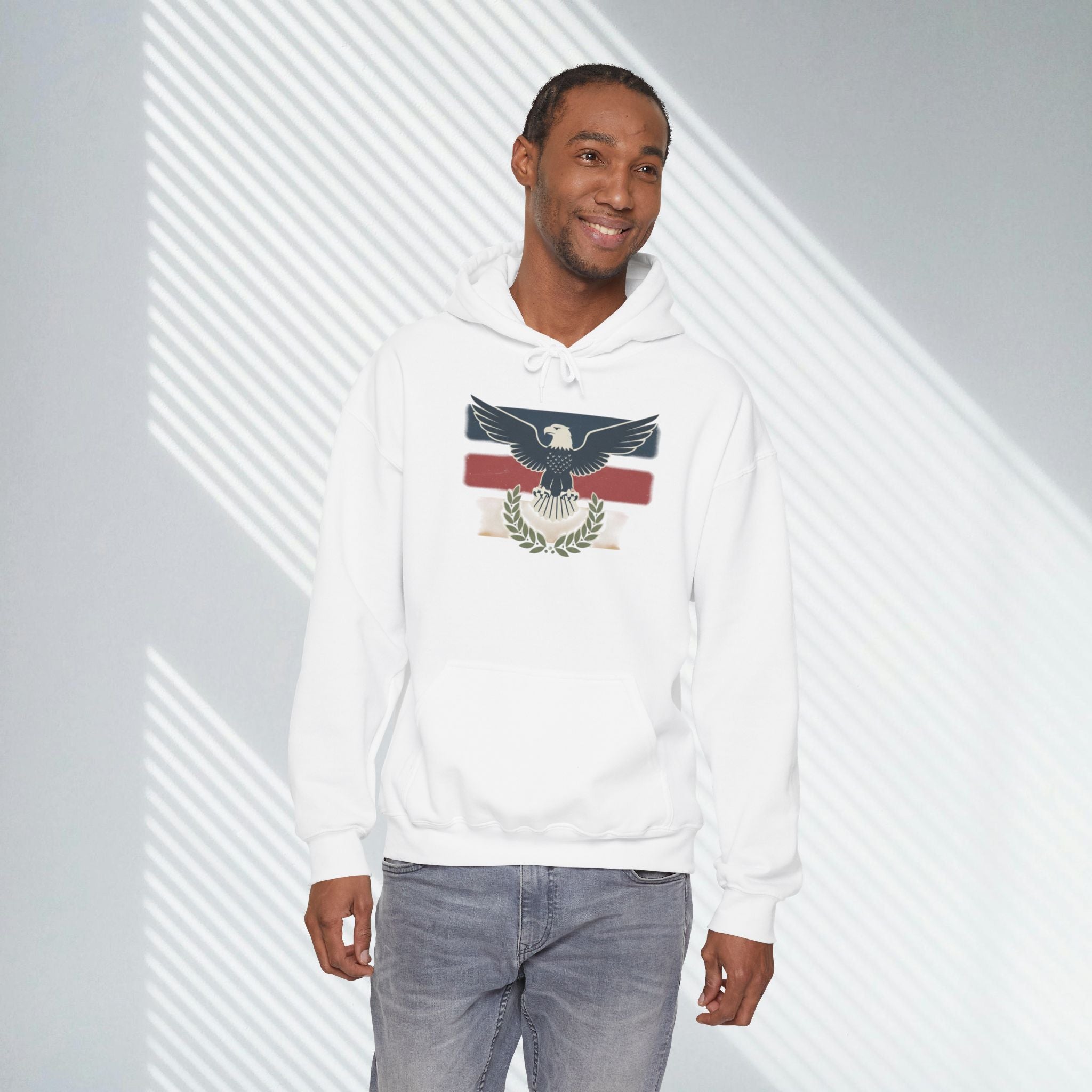 Pax Americana Eagle Hoodie - Vintage Flag & Laurel Design