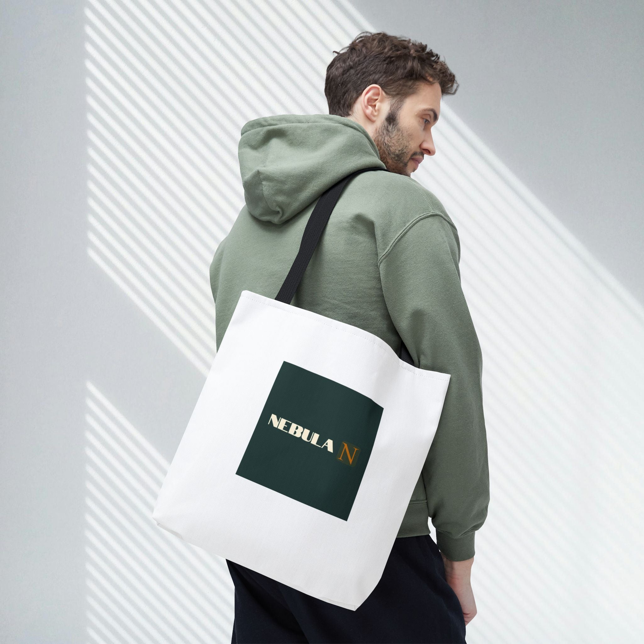 Nebula Line Tote Bag — Green Square Monogram Eco Tote