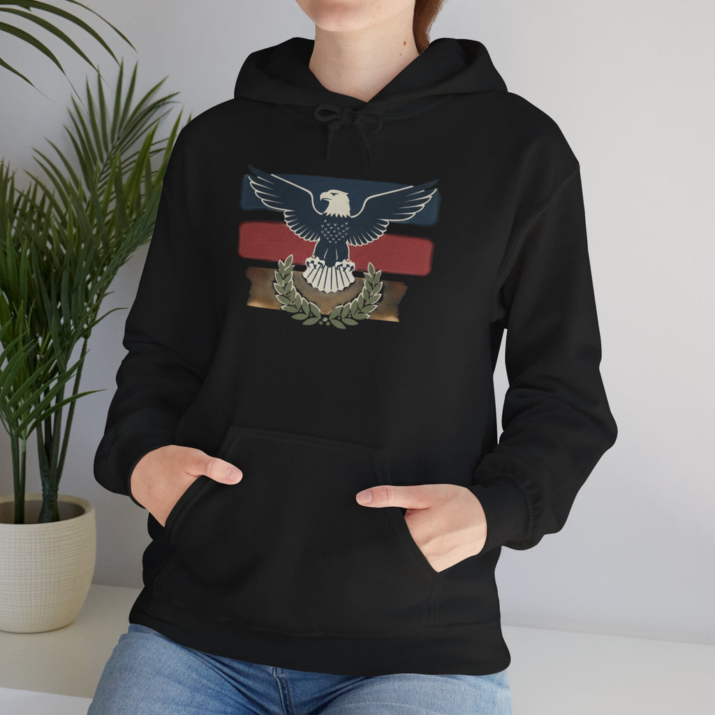 Pax Americana Eagle Hoodie - Vintage Flag & Laurel Design