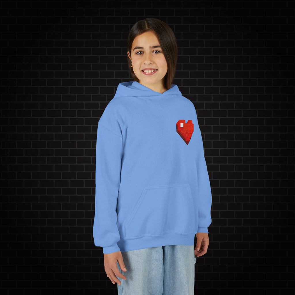 Youth Hoodie — Gamer Sweatshirt with Pixel Heart Patch