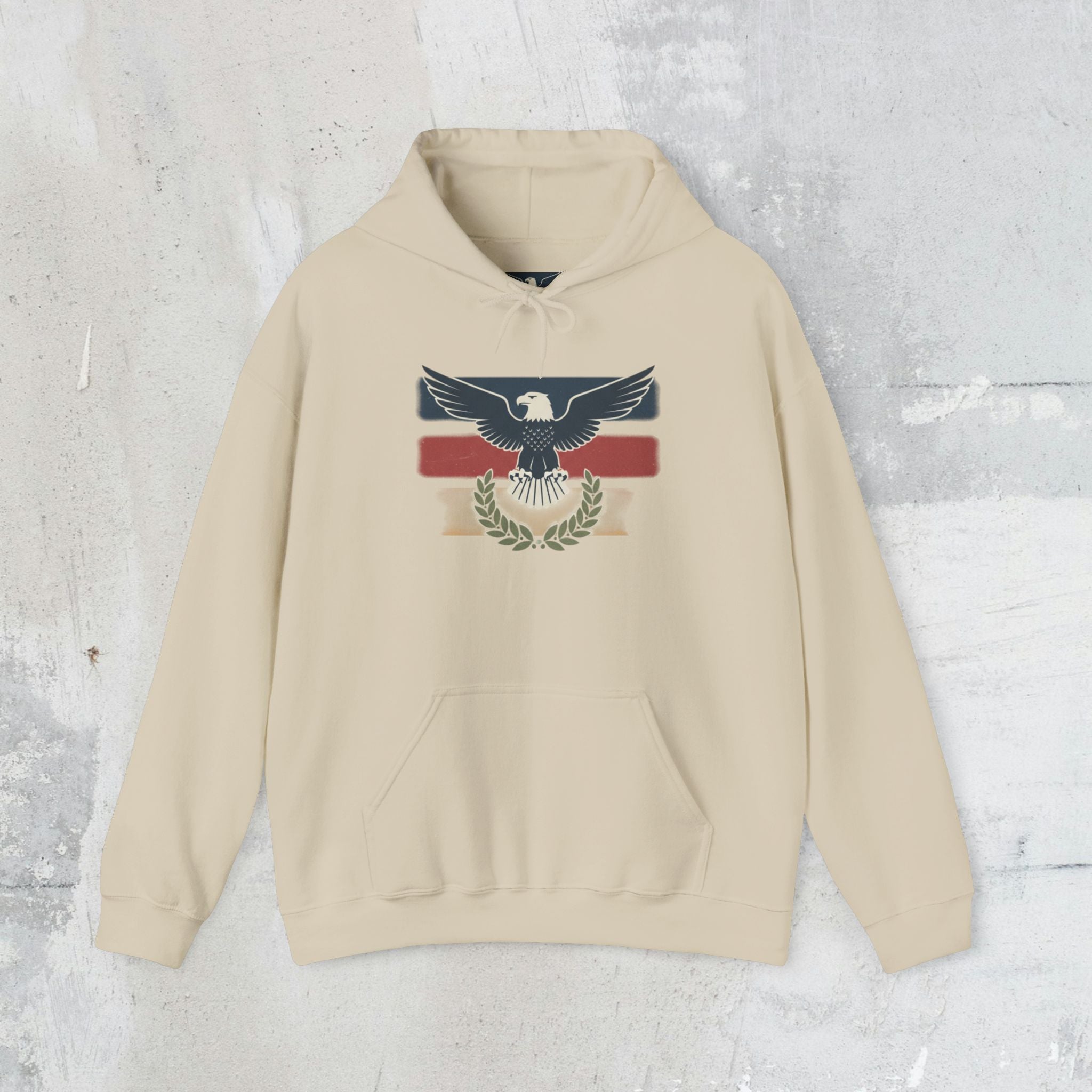 Pax Americana Eagle Hoodie - Vintage Flag & Laurel Design