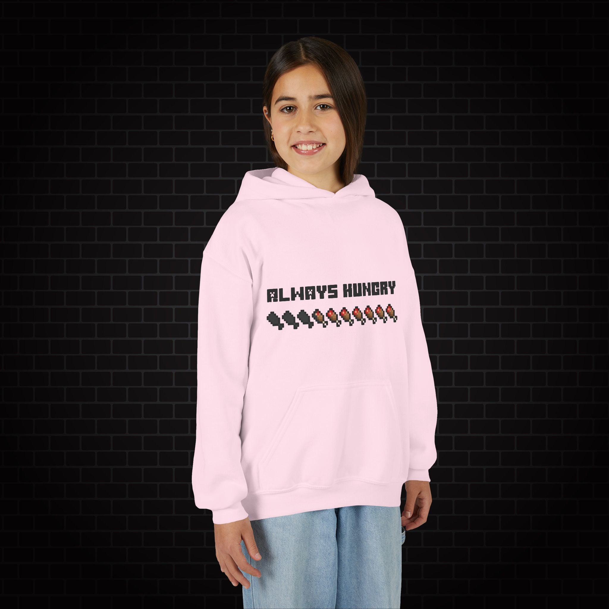 Youth Hoodie - "Always Hungry" Minecraft Hunger Bar