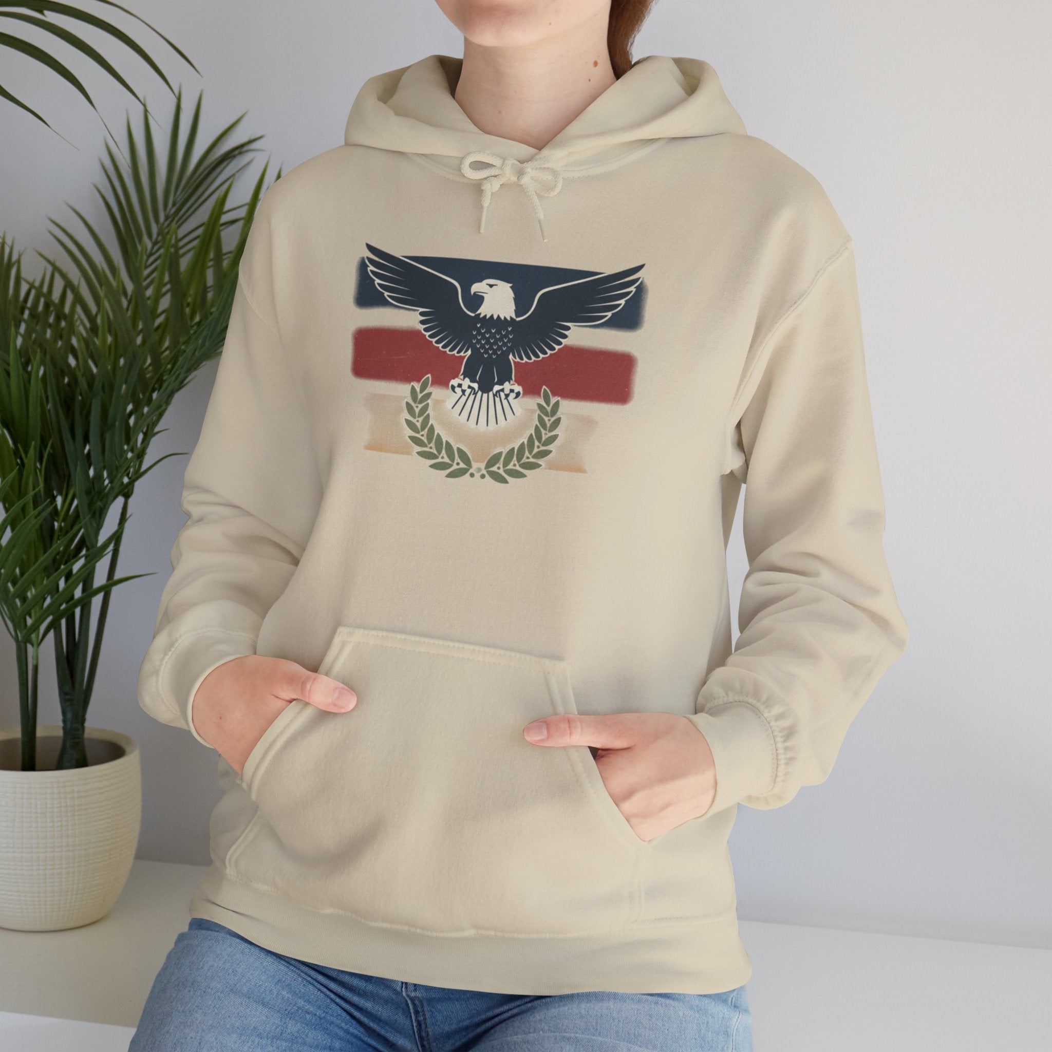 Pax Americana Eagle Hoodie - Vintage Flag & Laurel Design