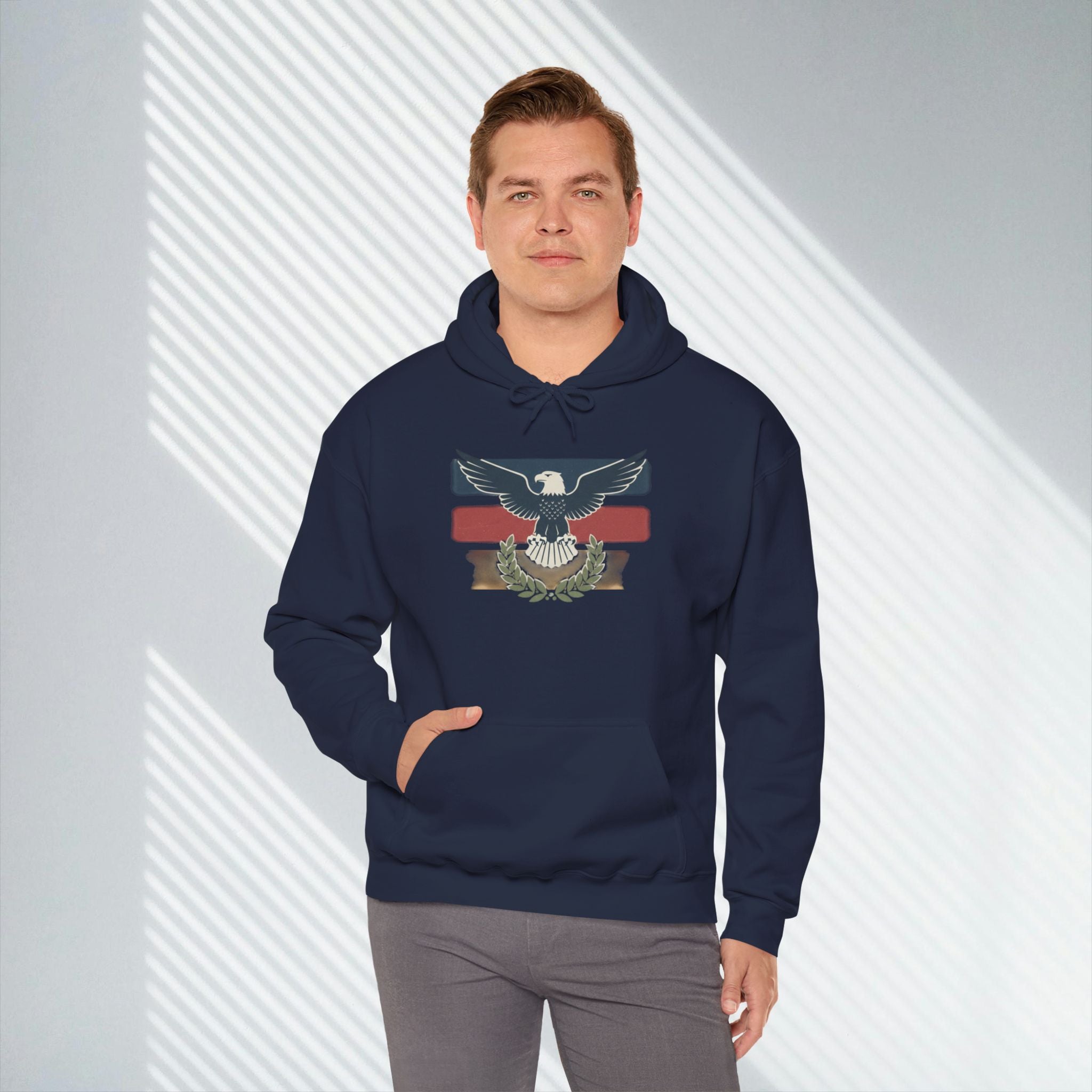 Pax Americana Eagle Hoodie - Vintage Flag & Laurel Design