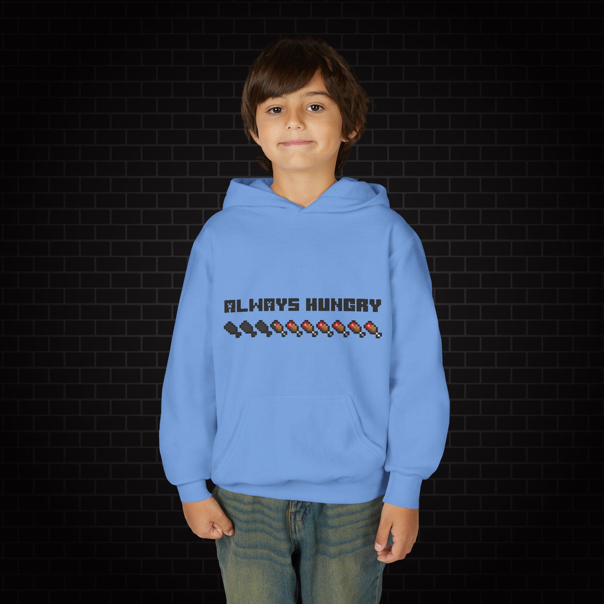 Youth Hoodie - "Always Hungry" Minecraft Hunger Bar